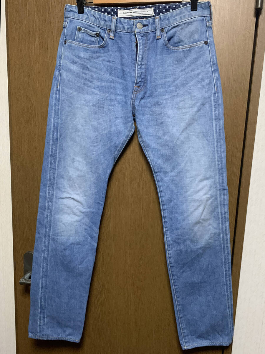 W32(L76cm)【KATO' GRANDMA MAMA DAUGHTER｜デニム】カトー ライトブルー 加工 ジーンズ 赤耳_画像2
