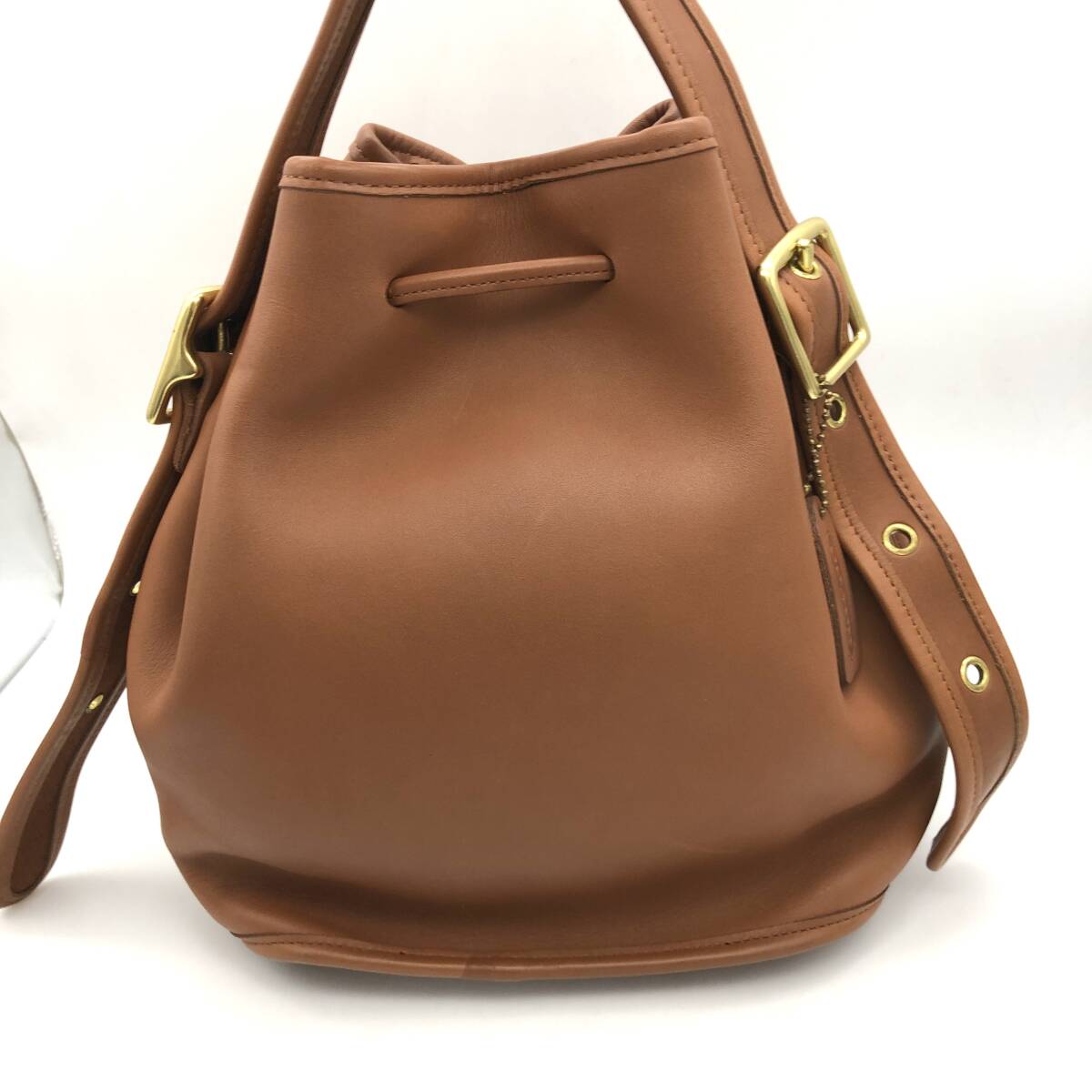 TY2824■COACH コーチ レザー ショルダーバッグ 巾着型 肩掛け 斜め掛け ブラウン オールドコーチ OLD COACH レディース_画像3