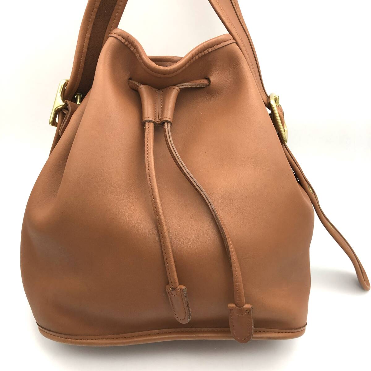 TY2824■COACH コーチ レザー ショルダーバッグ 巾着型 肩掛け 斜め掛け ブラウン オールドコーチ OLD COACH レディース_画像2