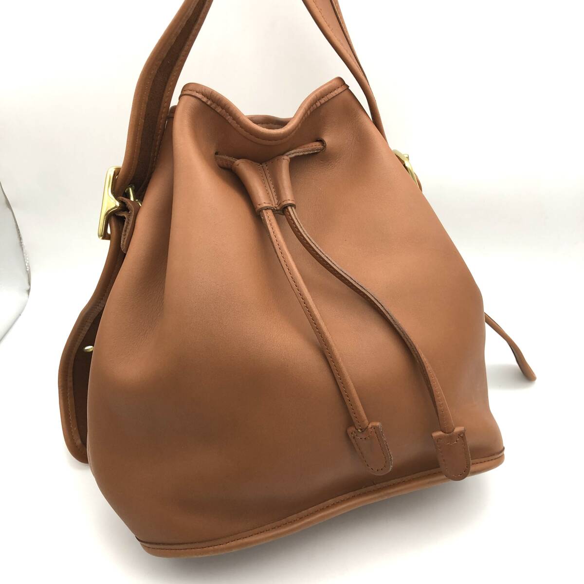 TY2824■COACH コーチ レザー ショルダーバッグ 巾着型 肩掛け 斜め掛け ブラウン オールドコーチ OLD COACH レディース_画像1