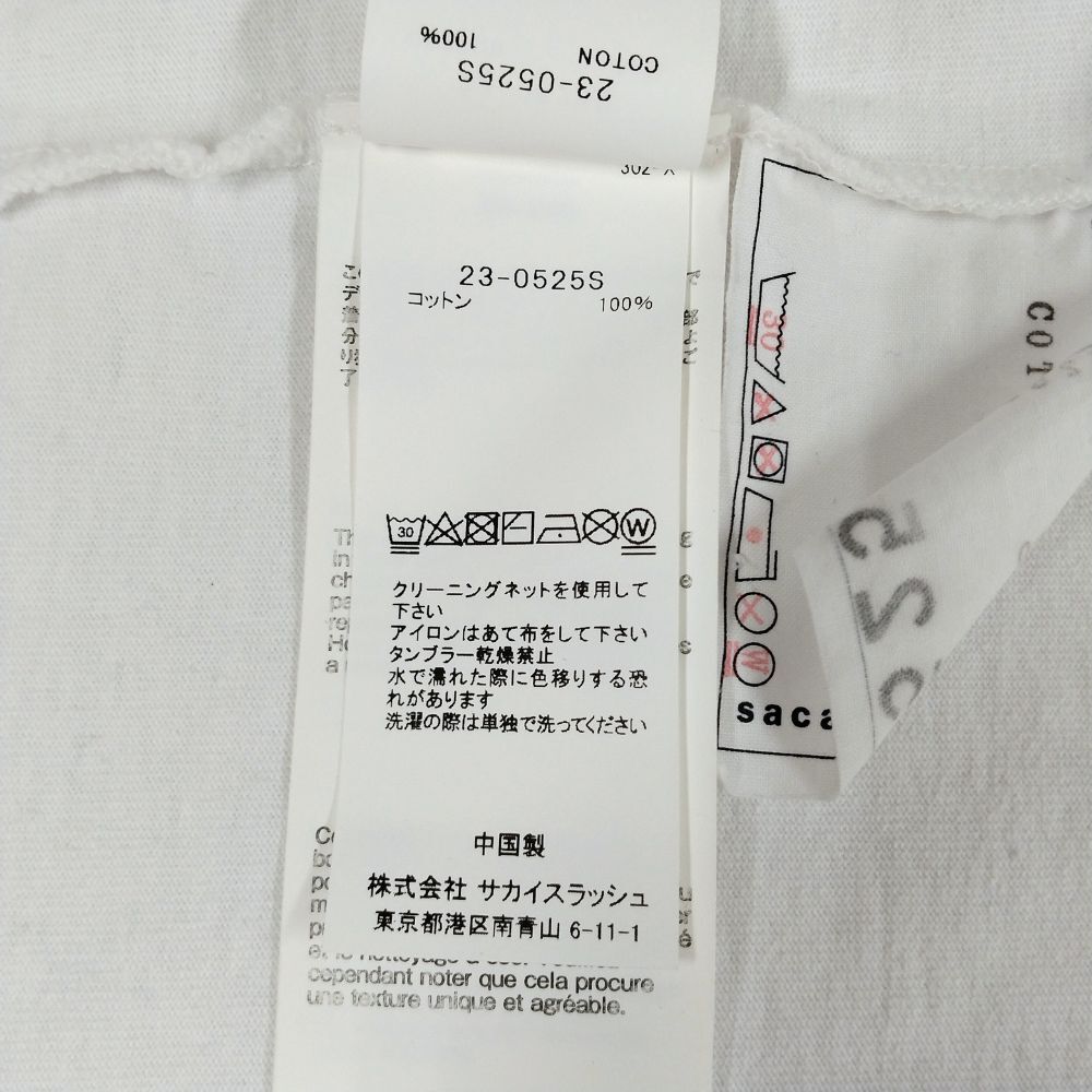 SACAI サカイ 品番 23-0525S バックロゴプリント レイヤード 長袖Ｔシャツ ホワイト サイズ 3 正規品 / 52730_画像10