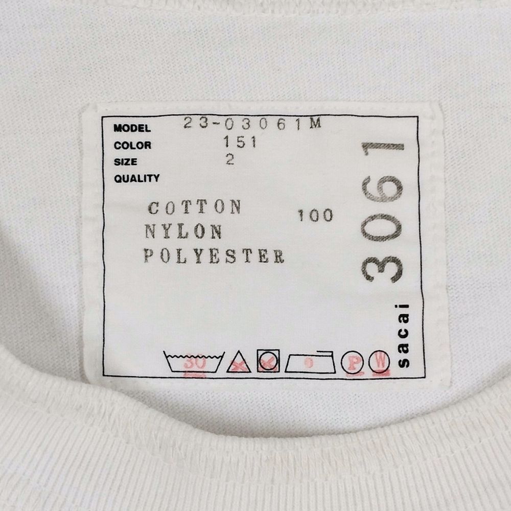 SACAI サカイ 品番 23-03061M コットンジャージー 半袖Ｔシャツ ホワイト サイズ 2 正規品 / 52731_画像8