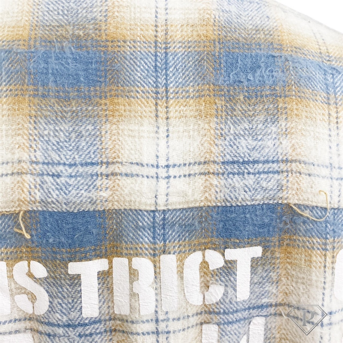 (1円スタート) アミリAMIRI Amiri チェック柄 フランネルシャツ チェック バックロゴ ブルー シャツ 長袖シャツ ネルシャツ_画像9