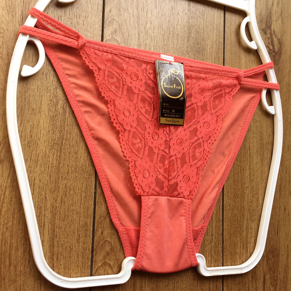 新品・未使用♪【Secret Fruit】おしゃれでセクシーなレース♪サラサラ光沢も可愛い/コーラルピンク/M★パンティ/ショーツ/レディース下着_画像6