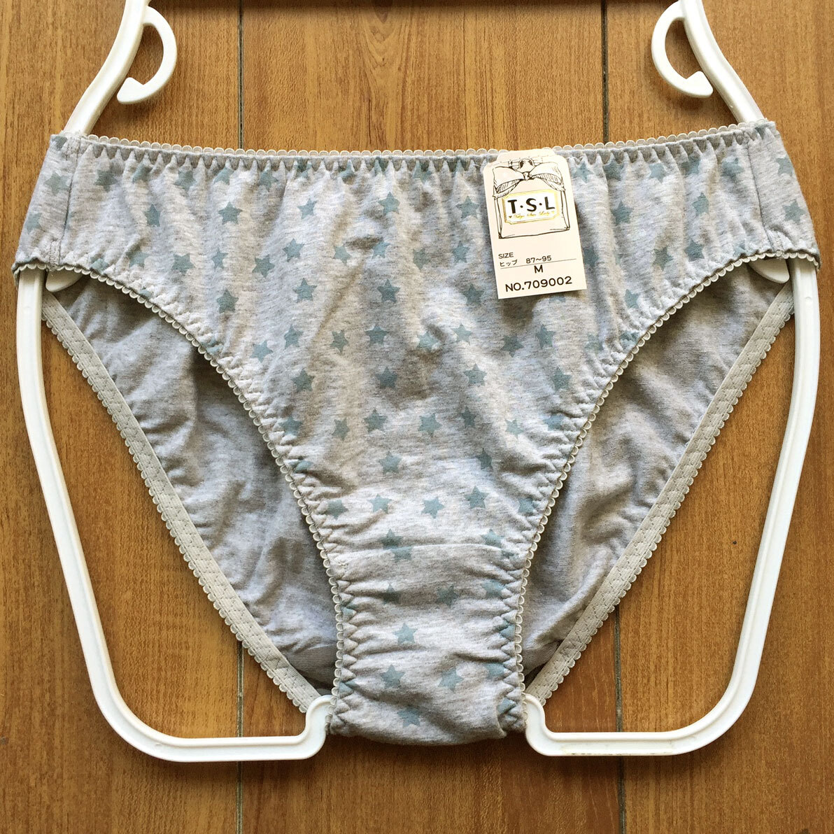 新品・未使用♪【T・S・L】お星さまがいっぱいかわいくキュート!ガーリーなコットンランジェ/グレー/M★パンティ/ショーツ/レディース下着_画像1