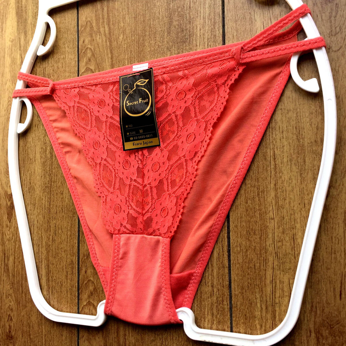 新品・未使用♪【Secret Fruit】おしゃれでセクシーなレース♪サラサラ光沢も可愛い/コーラルピンク/M★パンティ/ショーツ/レディース下着_画像4