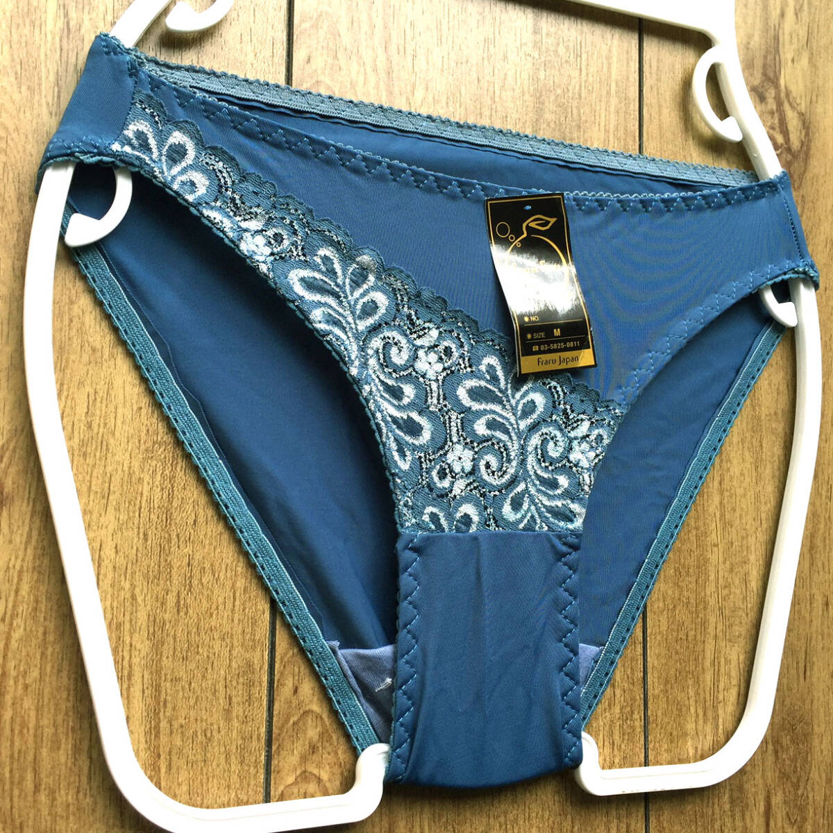 新品・未使用♪【Secret Fruit】肌透け感ある美しいレース♪おしゃれアシンメトリー/ブルーグリーン/M★パンティ/ショーツ/レディース下着_画像6