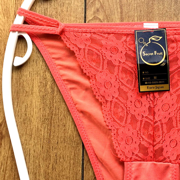 新品・未使用♪【Secret Fruit】おしゃれでセクシーなレース♪サラサラ光沢も可愛い/コーラルピンク/M★パンティ/ショーツ/レディース下着_画像2