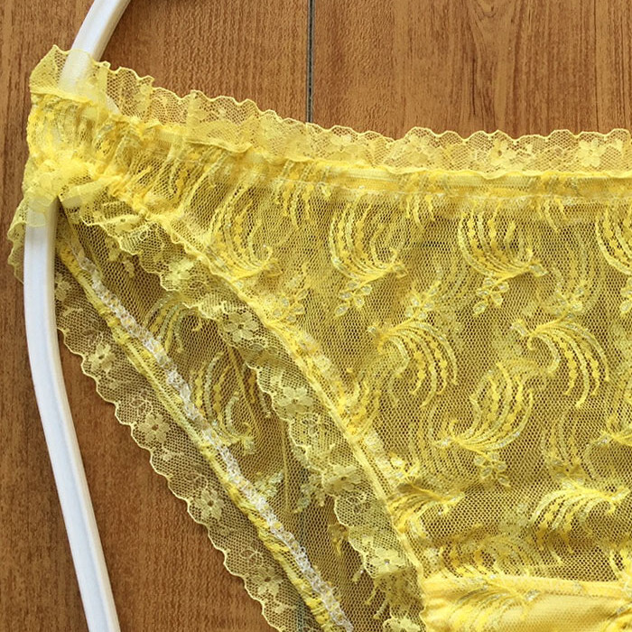 新品・未使用♪【特価★ノーブランド】くしゅくしゅとフリルがめっちゃ可愛いスキャンティ/イエロー/M★パンティ/ショーツ/レディース下着_画像2