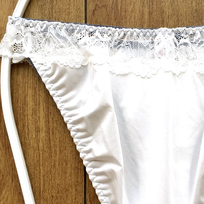 新品・未使用♪【SANEI】シフォン地に上品な花模様♪サイドレースを重ねてめちゃ可愛いランジェ/白/M★パンティ/ショーツ/レディース下着_画像9