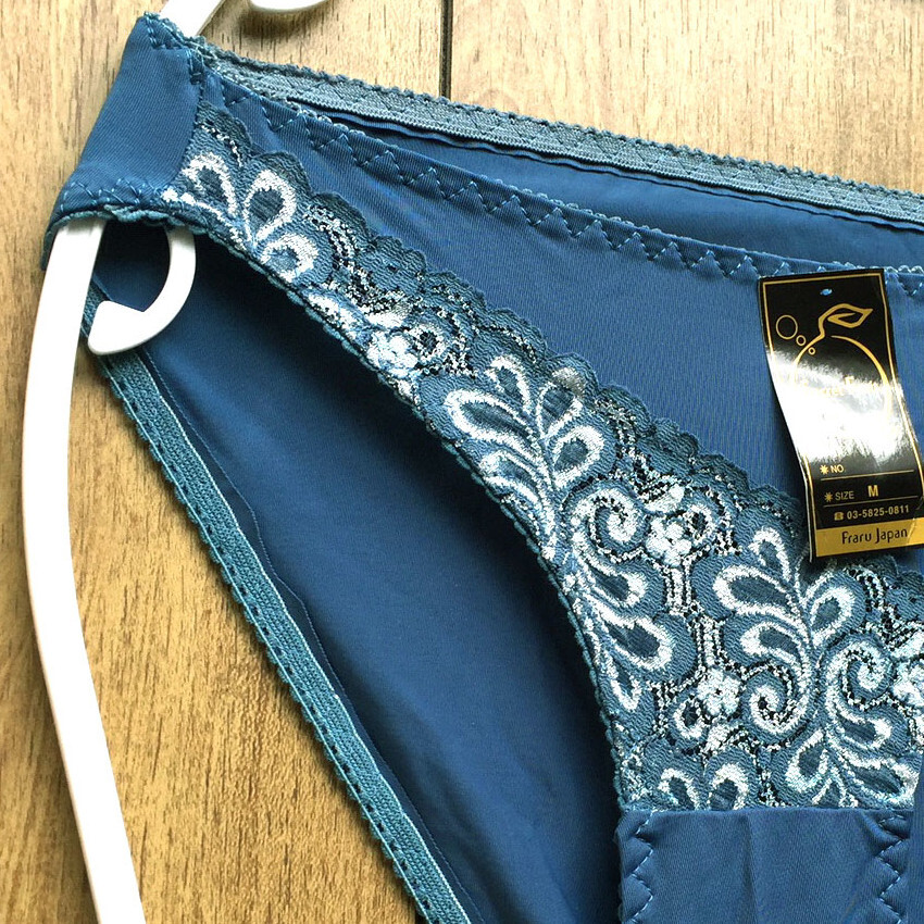 新品・未使用♪【Secret Fruit】肌透け感ある美しいレース♪おしゃれアシンメトリー/ブルーグリーン/M★パンティ/ショーツ/レディース下着_画像7