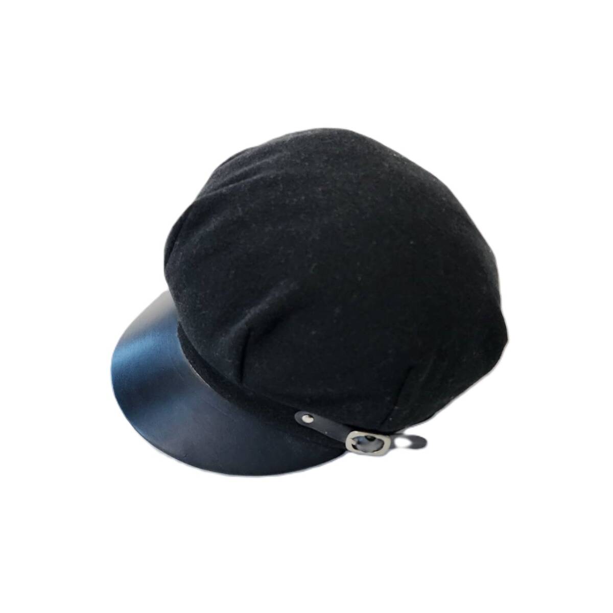 キャスケット ハット 無地 シンプル ベルトデザイン 帽子 レディース ブラック_画像6