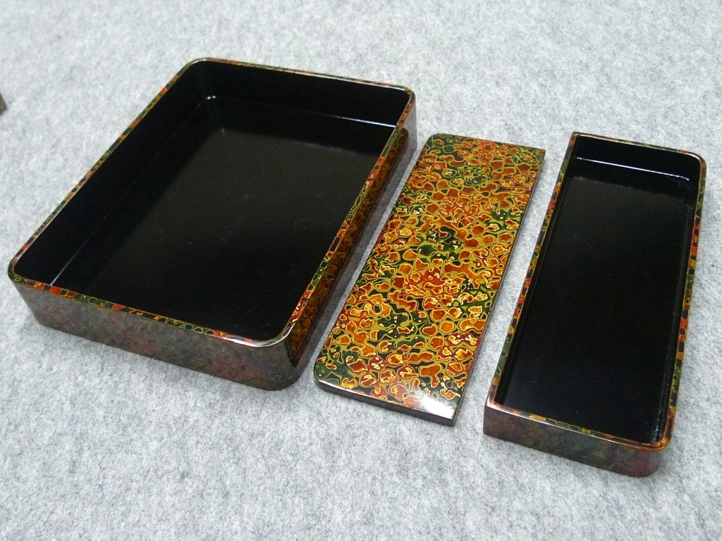 2点セット 津軽塗 伝統工芸 小物入れ 筆入れ 小箱 ペンケース_画像3