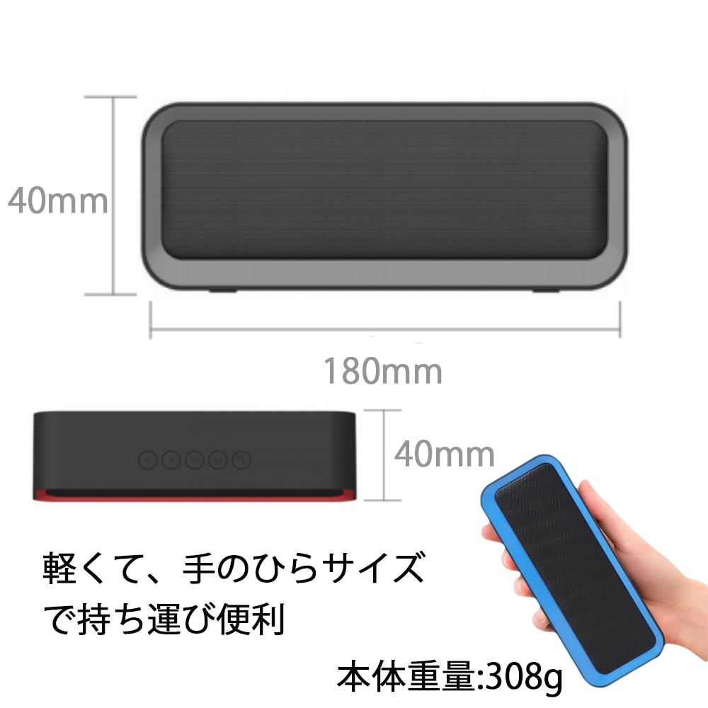 ブルートゥーススピーカー ワイヤレススピーカー Bluetooth5.0 重低音 軽量 お手軽 ポータブル バッテリー内蔵 マイク ハンズフリー お花見_画像9