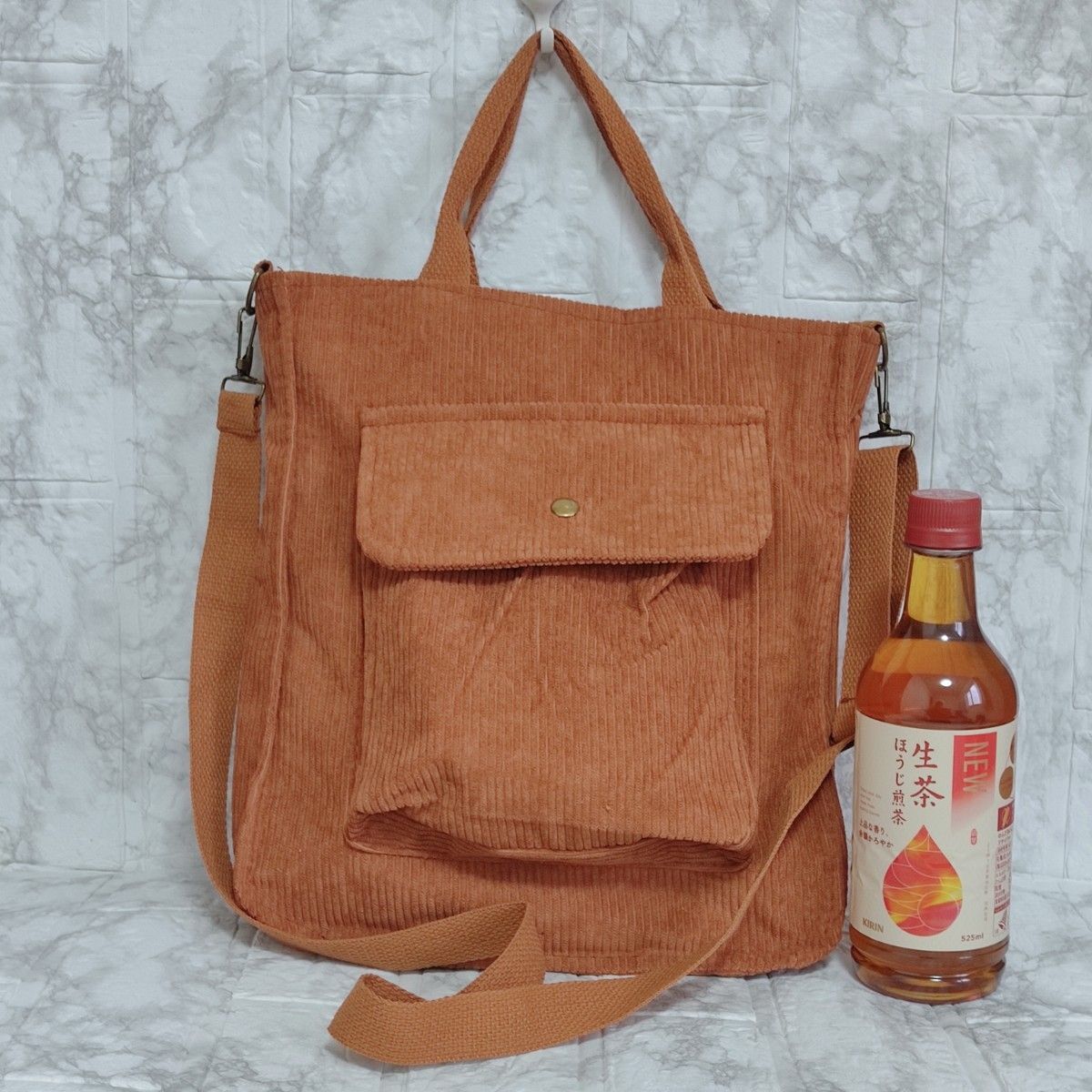 レディース　カジュアルコーデュロイ　2wayショルダーバッグ　トートバッグ　通勤通学　ブラウン_画像4