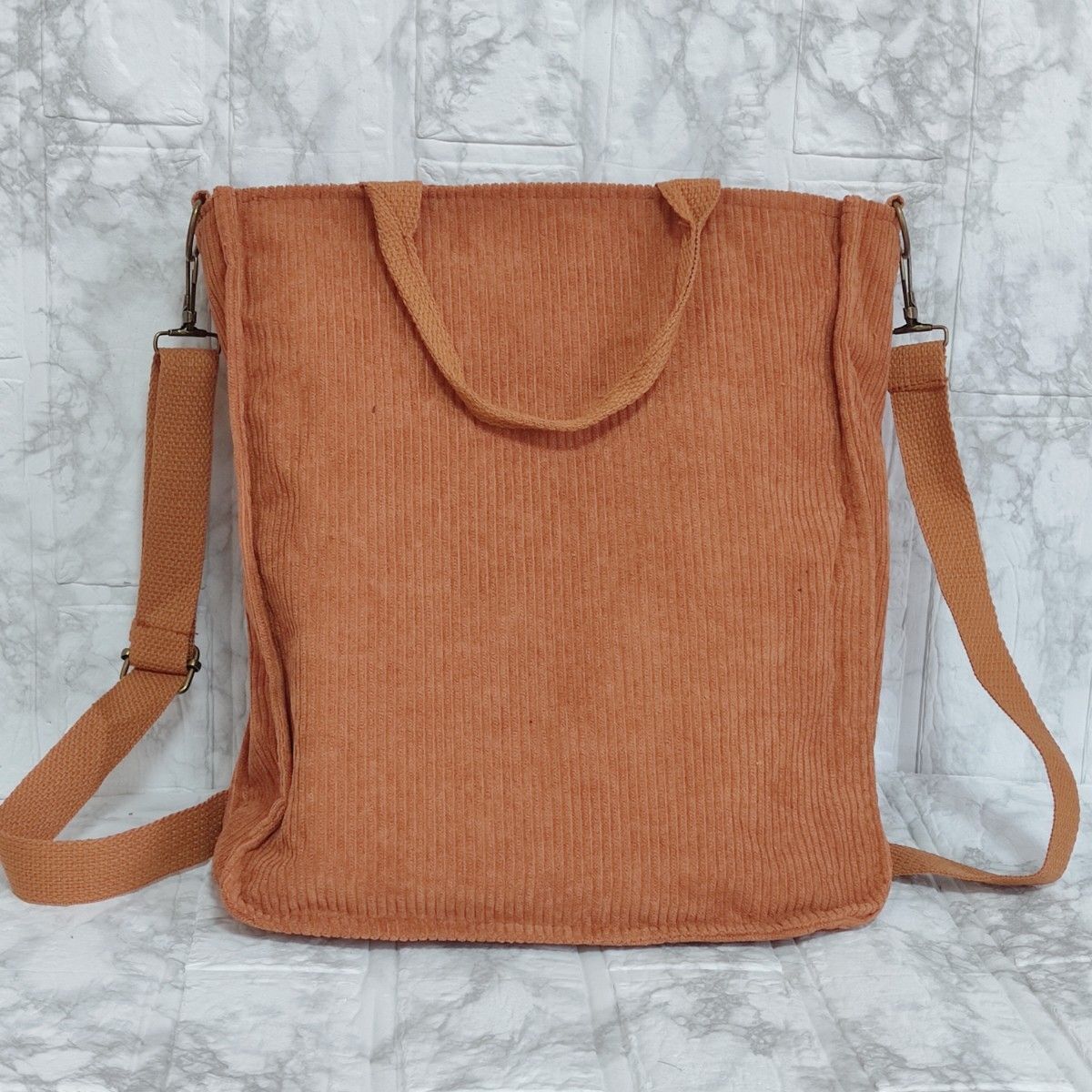 レディース　カジュアルコーデュロイ　2wayショルダーバッグ　トートバッグ　通勤通学　ブラウン_画像8