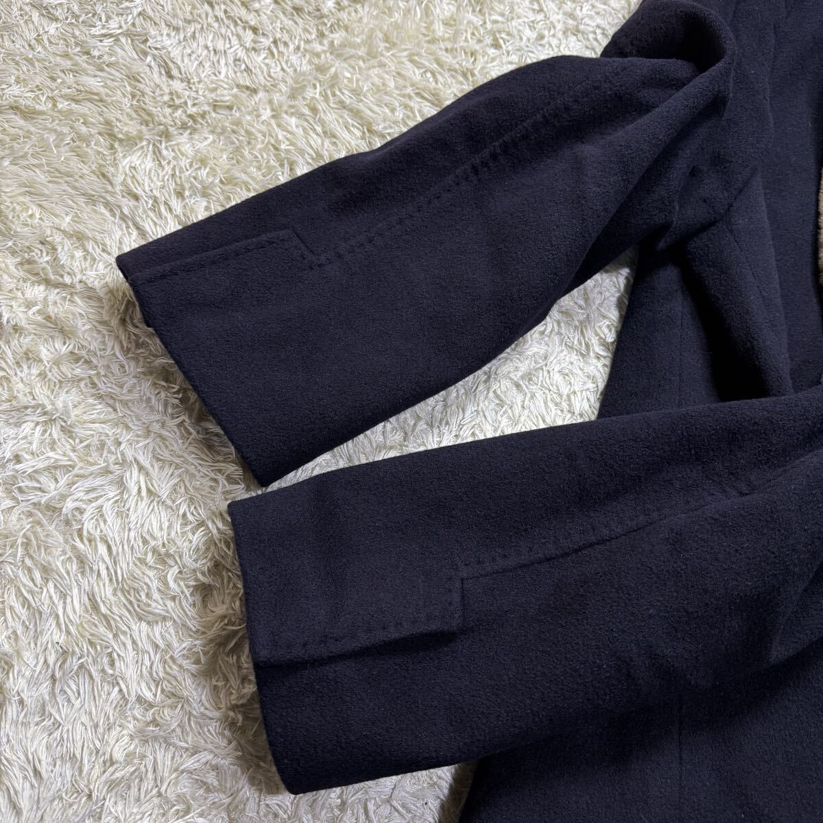 カシミヤ100%!!極美品/XLサイズ■ dunhill ダンヒル チェスターコート ロング マキシ丈 アウター 比翼 ビーバー ファー メンズ 50 ネイビー_画像9