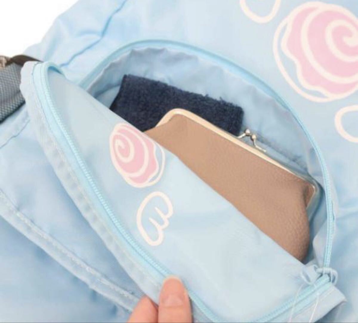 シナモロール 折りたたみ リュック サンリオ コンパクト デイパック キャリーオン 水色 匿名配送 送料 230円_画像5