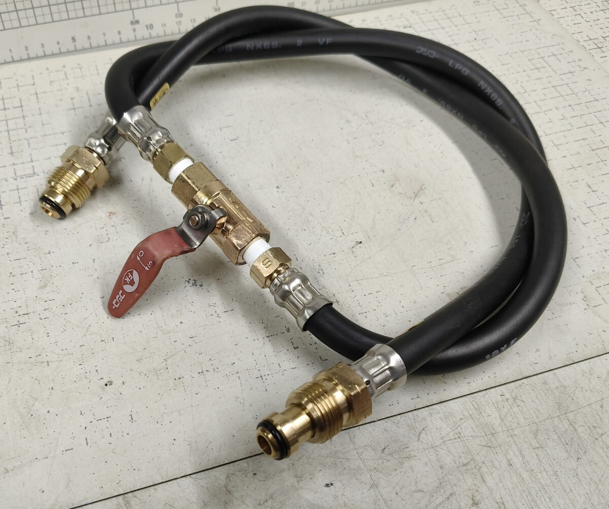 2-バルブ付/移し替えホース/詰め替えホース/ボンベとボンベ連結ホース/中古品_画像3