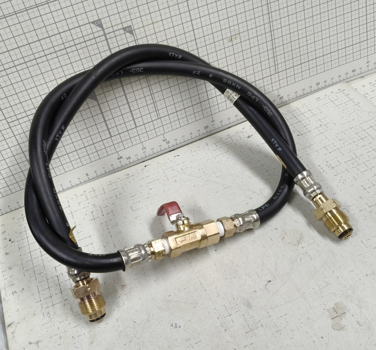 1-バルブ付/移し替えホース/詰め替えホース/ボンベとボンベ連結ホース/中古品_画像5