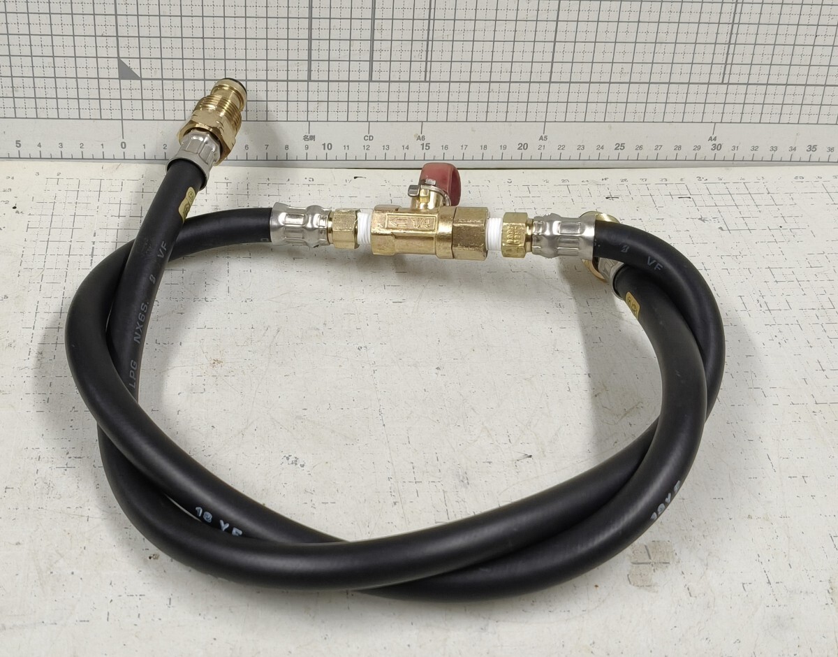 2-バルブ付/移し替えホース/詰め替えホース/ボンベとボンベ連結ホース/中古品_画像1