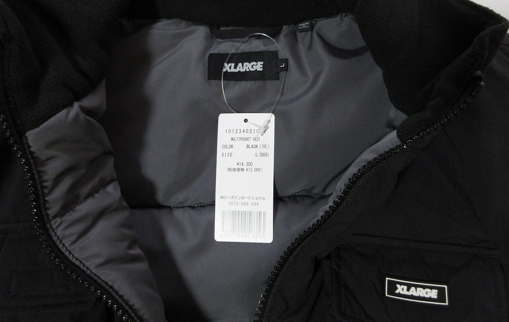 XLARGE マルチポケット 中綿入り ベスト ジャケット Lサイズ ブラック 101234021022 エクストララージ_画像8