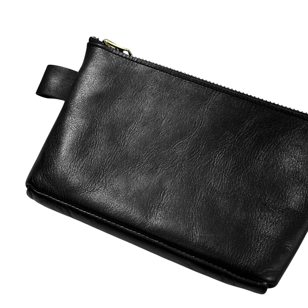 STUSSY LIVIN' GENERAL STORE 本革 レザー ポーチ 黒 小物入れ 日本製 ステューシー リヴィン ジェネラルストア MADE IN JAPAN 良好 美品_画像5