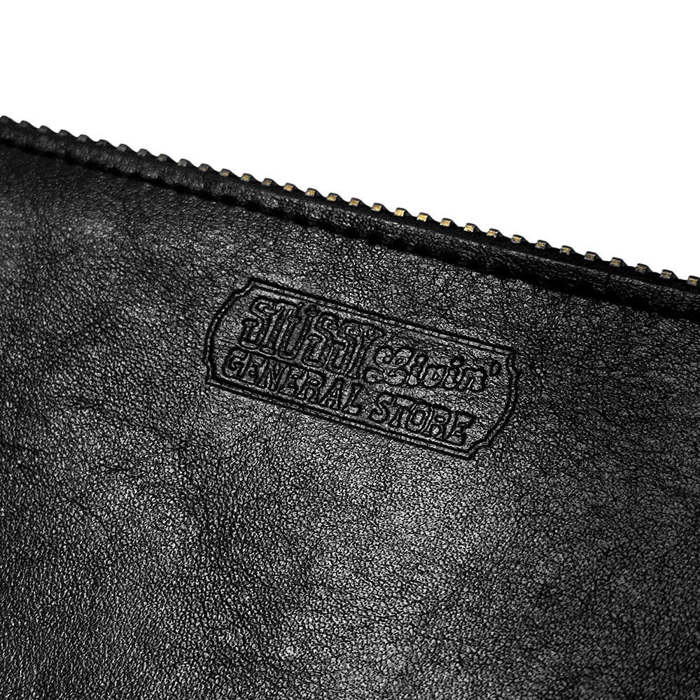 STUSSY LIVIN' GENERAL STORE 本革 レザー ポーチ 黒 小物入れ 日本製 ステューシー リヴィン ジェネラルストア MADE IN JAPAN 良好 美品_画像2
