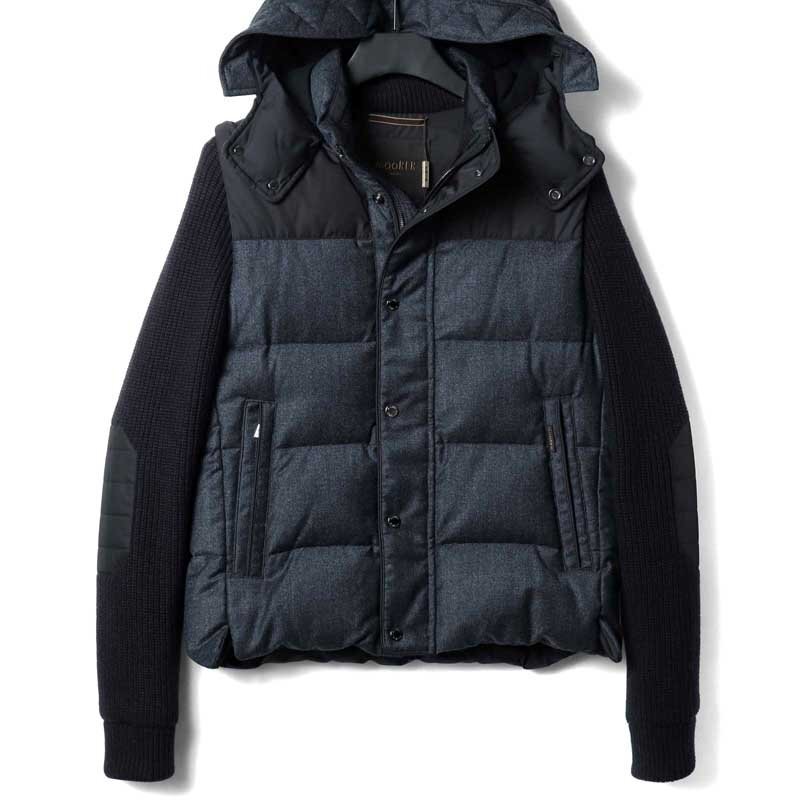 MooRER(ムーレー) / ウールフランネル×ニット×ツイル異素材コンビ2WAYフーデッドダウンジャケット(BENSO-FF) [mor2520142-46]_画像2