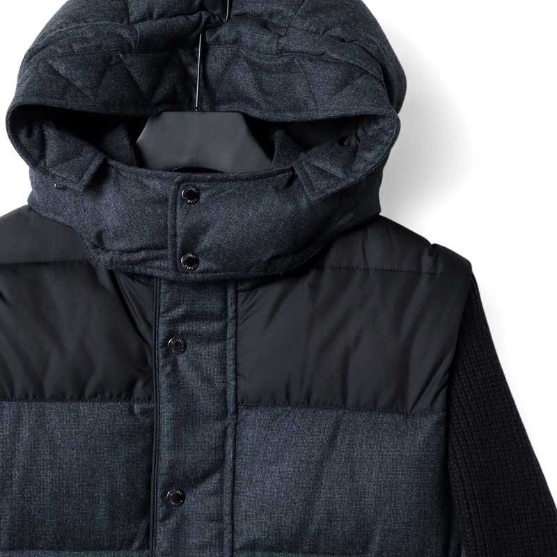 MooRER(ムーレー) / ウールフランネル×ニット×ツイル異素材コンビ2WAYフーデッドダウンジャケット(BENSO-FF) [mor2520142-46]_画像4