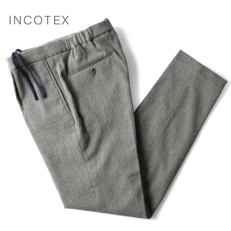 INCOTEX(インコテックス) / ウールカシミヤストライプ柄ウエストシャーリング1プリーツパンツ(88型/TAPERED FIT) [itx2360102-52]_画像1
