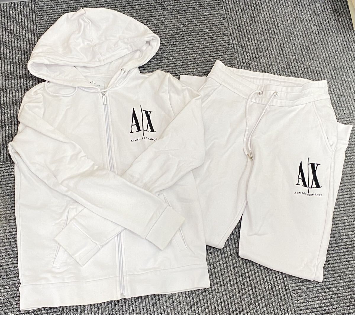 【K1895】アルマーニエクスチェンジ ICON ジップパーカー 8NYM22 YJ68Z SIZE:S＋スウェットジョガー 8NYPCX YJ68Z SIZE:XS 上下セット_画像1