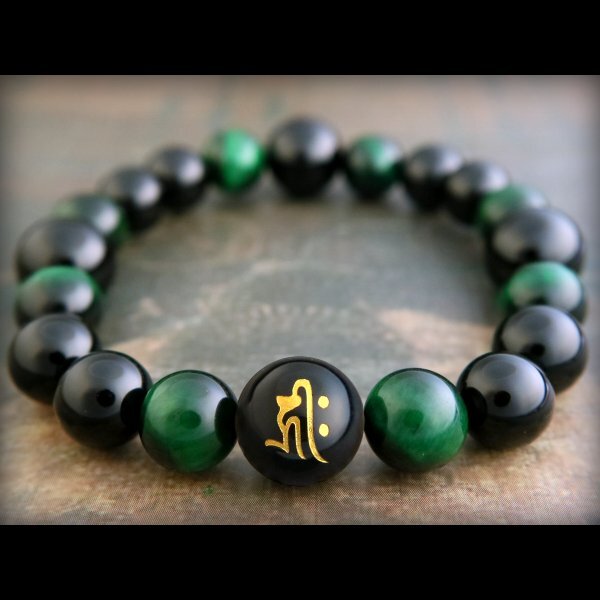 ■人間関係■悪意撃退■悪運回避 守護結界 大威徳明王 緑虎目 ★2n2055e1_画像2