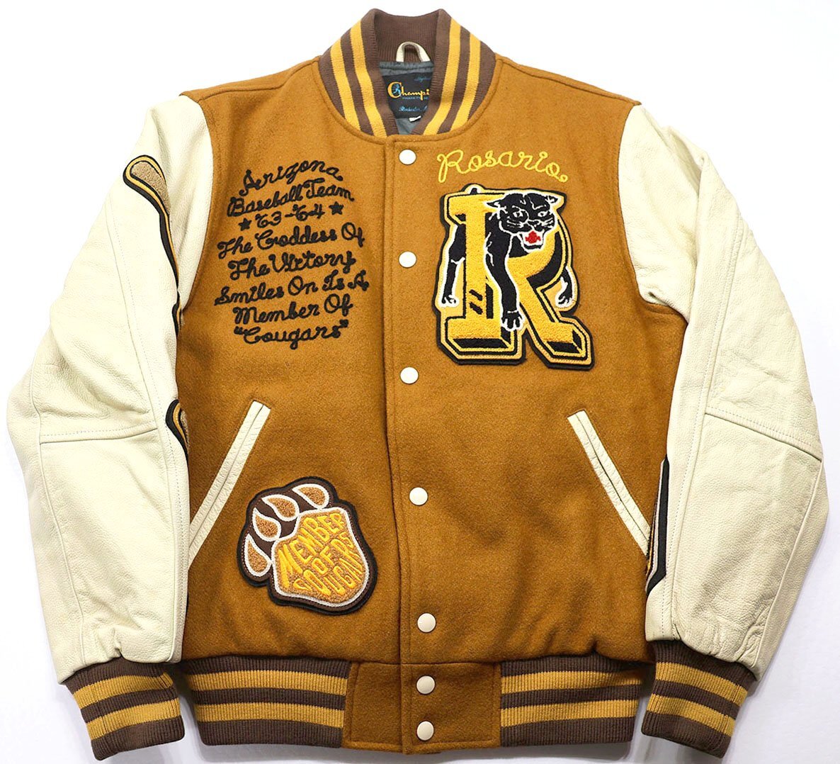 Champion (チャンピオン) Full-Decoration Award Jacket / フルデコ スタジャン C3-U620 マスタード size M / アワードジャケット_画像1