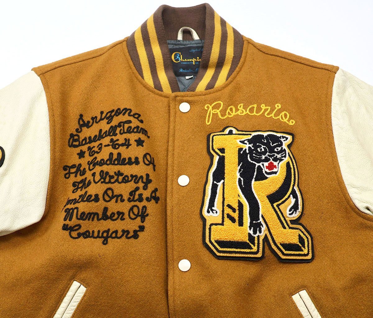 Champion (チャンピオン) Full-Decoration Award Jacket / フルデコ スタジャン C3-U620 マスタード size M / アワードジャケット_画像4