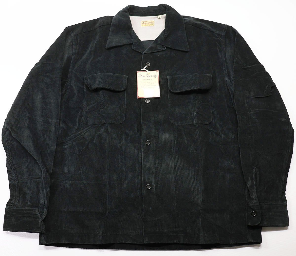 STYLE EYES (スタイルアイズ) CORDUROY SPORTS SHIRT / コーデュロイ スポーツシャツ SE29167 未使用品 ブラック size L / オープンシャツ_画像1