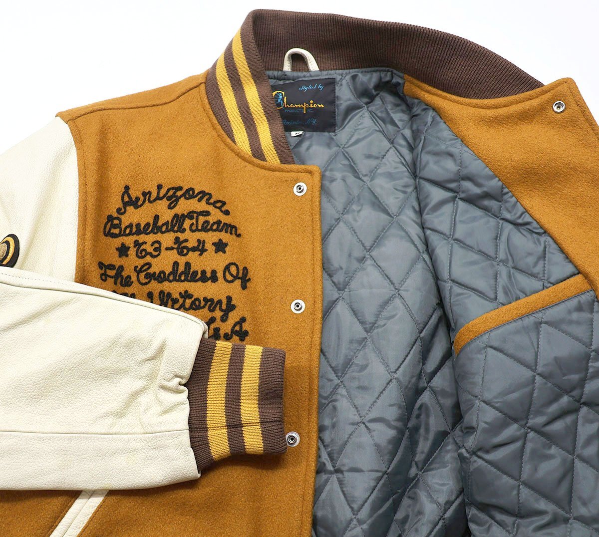 Champion (チャンピオン) Full-Decoration Award Jacket / フルデコ スタジャン C3-U620 マスタード size M / アワードジャケット_画像3