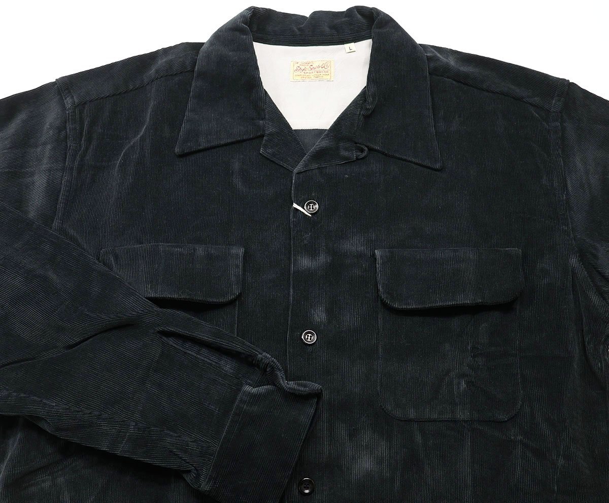 STYLE EYES (スタイルアイズ) CORDUROY SPORTS SHIRT / コーデュロイ スポーツシャツ SE29167 未使用品 ブラック size L / オープンシャツ_画像3