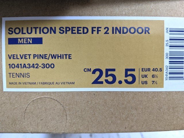 【9yt304】カーペット用テニスシューズ asics アシックス ソリューションスピードFF 2 インドア 1041A342-300 25.5cm 未使用◆T2791♪_画像6