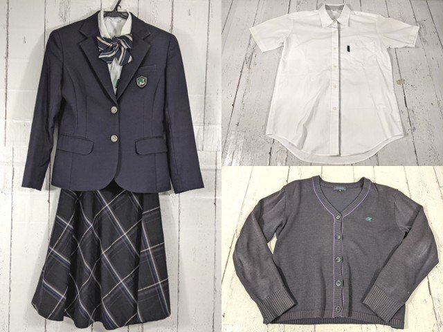 【as1022】愛知県 名古屋大谷高校 女子用学生服 制服 ブレザー+半袖/長袖カッターシャツ+冬服スカート+リボン◆Y59_画像1