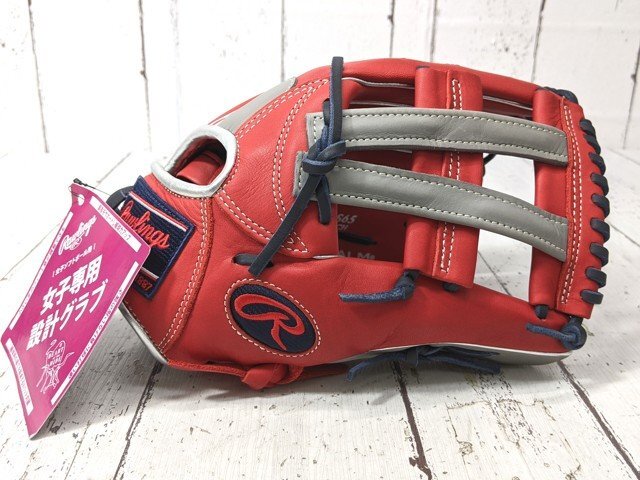 【8yt078】女子ソフトボール用グローブ ローリングス HOH DP GS5HDS65 スカーレッド×グレー 11.75 右投げ オールラウンド 未使用◆B98♪_画像1