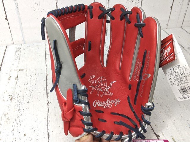 【8yt078】女子ソフトボール用グローブ ローリングス HOH DP GS5HDS65 スカーレッド×グレー 11.75 右投げ オールラウンド 未使用◆B98♪_画像3