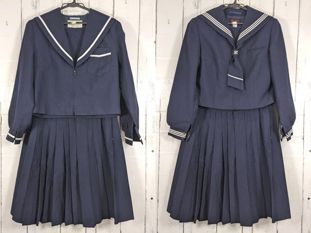 【as2895】中学校 高校 女子用学生服 制服 ネクタイ付き冬服セーラー服+冬服スカート◆C87♪_画像1