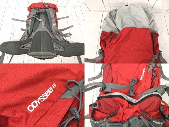 【10yt340】登山 トレッキング用品 ザック バックパック MILLET ミレー ODYSSEE オデッセイ 35L レッド×グレー◆p43♪_画像2