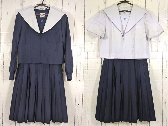 【as2896】愛知県 牧野池中学校 女子用学生服 制服 冬服/夏服セーラー服+冬服スカート◆C91♪_画像1