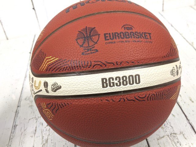 【10yt051】バスケットボール molten モルテン EuroBasket 2025 公式試合球 レプリカ 中学生以上男子 サイズ:7号球 美品◆C97♪_画像2