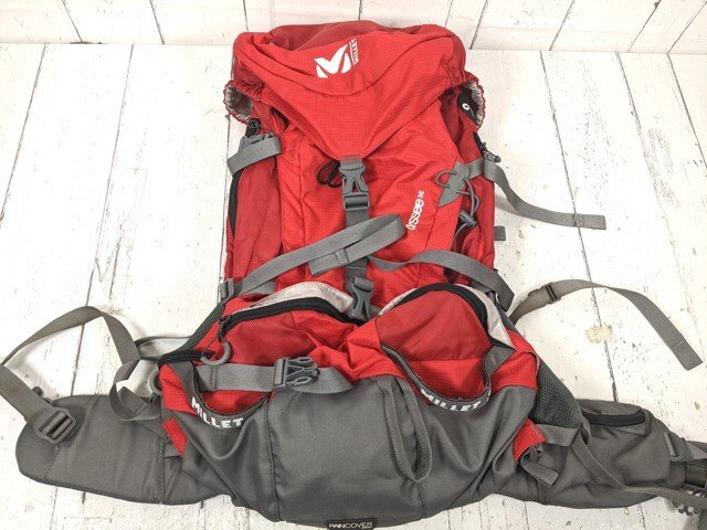 【10yt340】登山 トレッキング用品 ザック バックパック MILLET ミレー ODYSSEE オデッセイ 35L レッド×グレー◆p43♪_画像1