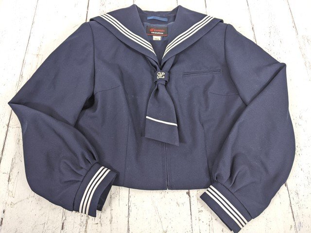 【as2895】中学校 高校 女子用学生服 制服 ネクタイ付き冬服セーラー服+冬服スカート◆C87♪_画像2