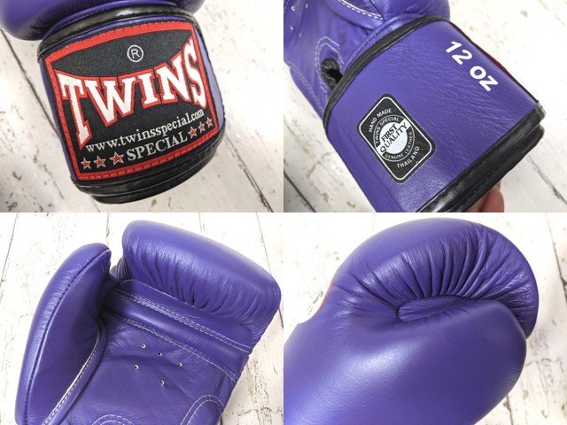 【10yt394】格闘技 ボクシンググローブ マジックテープ式 TWINS ツインズ スペシャル パープル サイズ:12oz◆p59♪_画像5
