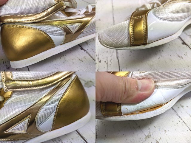 【10yt391】格闘技 ボクシング用品 ボクシングシューズ MIZUNO ミズノ ホワイト×ゴールド サイズ：26.0㎝◆p59♪_画像4